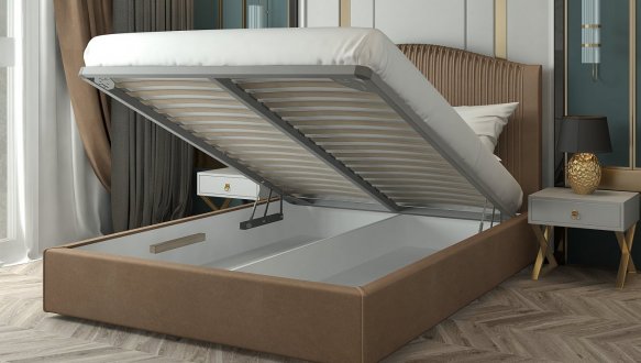 Ліжко м'яке двоспальне Лев Тосканія з підйомним механізмом та нішею для білизни 4