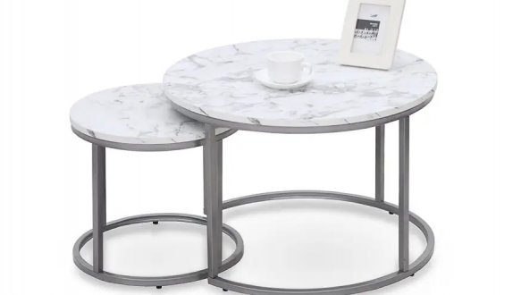 Стіл журнальний Paola мармур/срібло