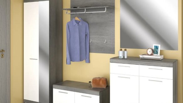 Модульная прихожая Сокме Флорес Сосна фигурная / Белый глянец