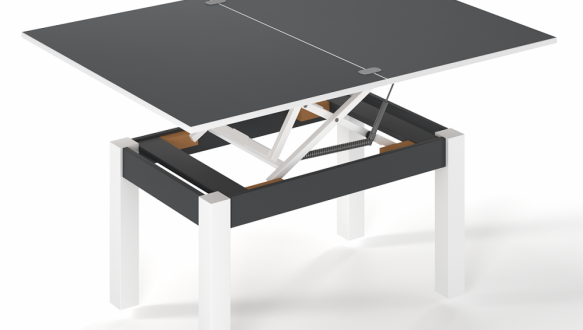 Стол-трансформер B-Fly Glass Графит/Белые ноги/Графитовое стекло 2