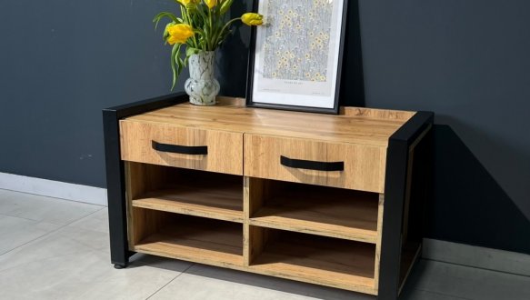 Тумба LOFT 2ш Дуб Сонома / Чёрный мат MebliRoMax 4