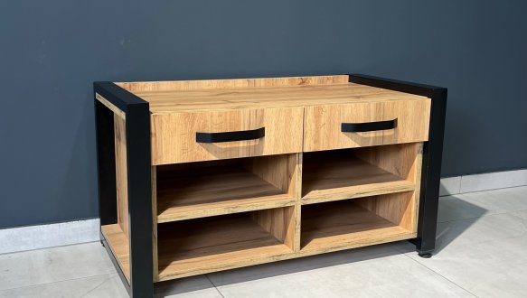 Тумба LOFT 2ш Дуб Сонома / Чёрный мат MebliRoMax