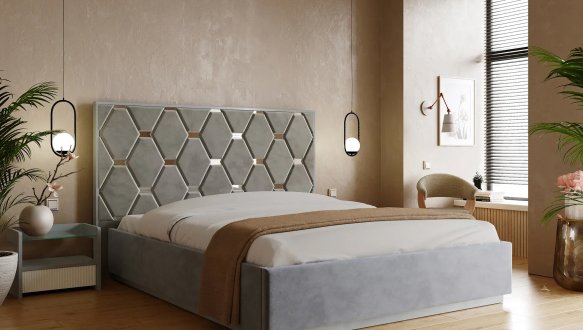 Ліжко м'яке двоспальне Arbordrev Олівія Сосна / Бук