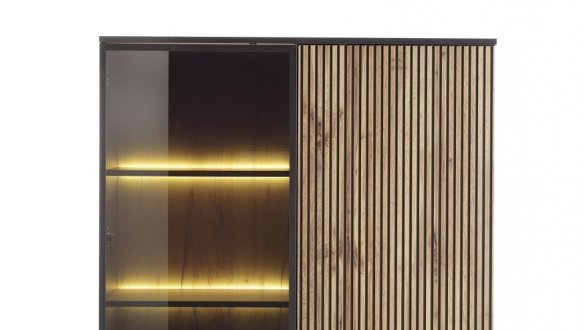 Вітрина низька Сенто / Sento WT104 з підсвіткою чорний/дуб вотан Perfect Home ширина 103 см. 14