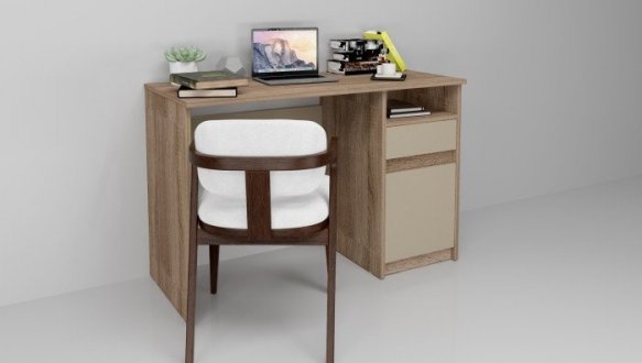 Компьютерный стол Jusk B/Юск В Интарсио Лате/Дуб Сонома Трюфель 120 см 0