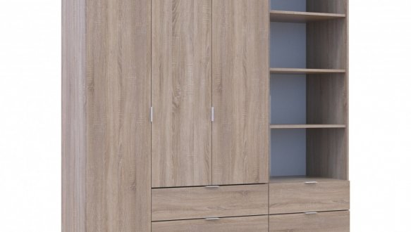Шкаф для одежды Дорос Гелар дуб сонома 3-х дверный с пеналом 176,2 см 5
