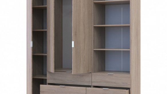 Шкаф для одежды Дорос Гелар дуб сонома 3-х дверный с пеналом 176,2 см 0