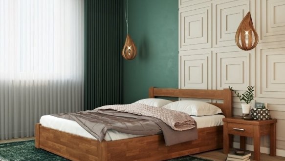 Кровать деревянная Лев Лира с подьемным механизмом и нишей для белья массив Бук 4