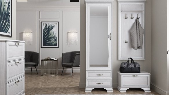 Модульная прихожая Mebelbos Tiffany / Тиффани Вудлайн крем