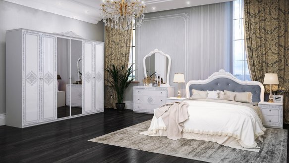 Модульная спальня Luiza/Луиза Миромарк Белый глянец 6