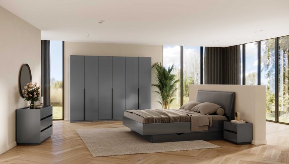 Модульна спальня Teo/Тео Міромарк Мат Антрацит/Мат Графіт 