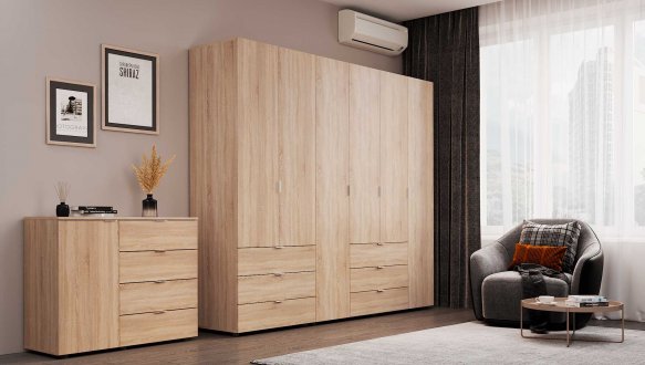 Шафа Гелар 2+4 Дорос 6 дверна дуб сонома 233 см