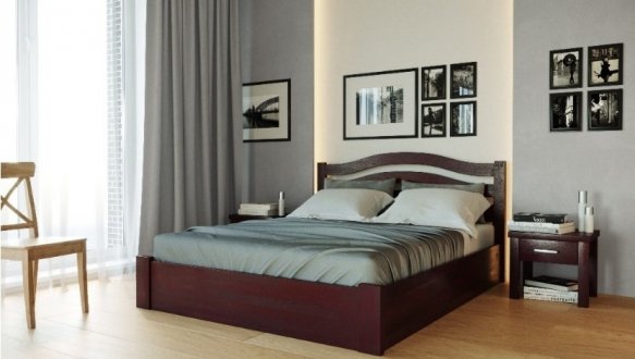 Ліжко дерев'яне Лев Афіна Нова з підйомним механізмом та нішею для білизни масив Бук 2