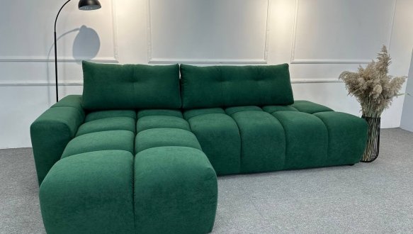 Кутовий диван розкладний крокуюча єврокнижка Елізіум Сапфір 277 см 19