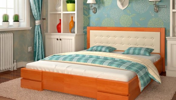 Ліжко двоспальне дерев'яне ArborDrev масив Сосна / Бук Регіна 9