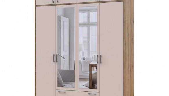 Шкаф для одежды Дорос Ронди кашемир с зеркалом и антресолей 4 дверный 160 смм 2