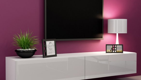 Тумба под ТВ Vigo/Виго RTV180 Белый мат/Белый глянец Cama Ширина 180 см