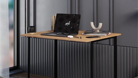 Стол-трансформер Sly Дуб крафт золотой/Чёрные ноги