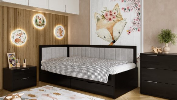 Дитяче ліжко дерев'яне з м'якою вставкою DrevKO Діадема 0