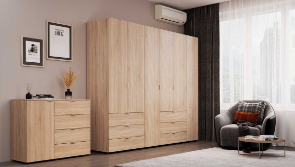 Шафа Гелар 2+4 Дорос 6 дверна дуб сонома 233 см 11