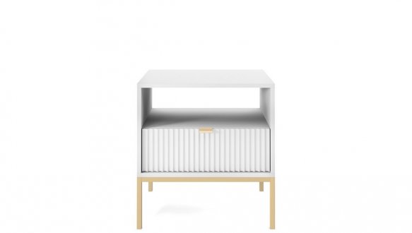 Тумба прикроватная Белый/Золотые ножки S54 Nova 2