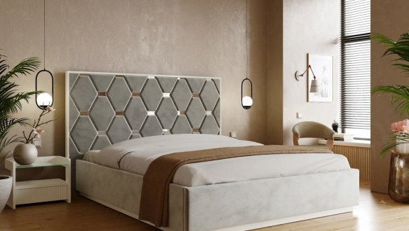 Ліжко м'яке двоспальне Arbordrev Олівія Сосна / Бук 0