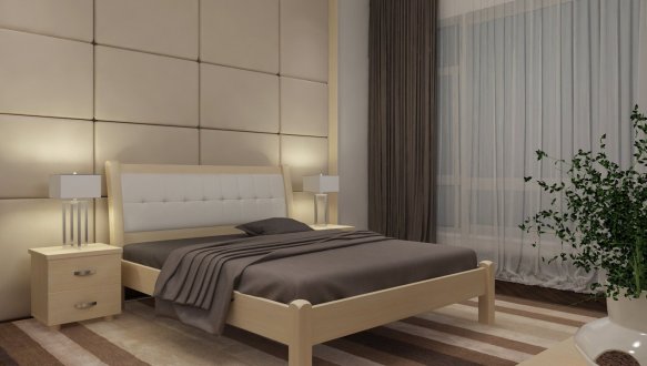 Кровать двуспальная деревянная Явито Ліон с подьемным механизмом и нишей для белья Массив Ольха / Ясень / Дуб 9