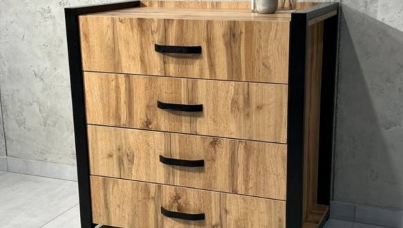 Комод LOFT 4Ш Дуб Сонома / Чорний мат MebliRoMax 7