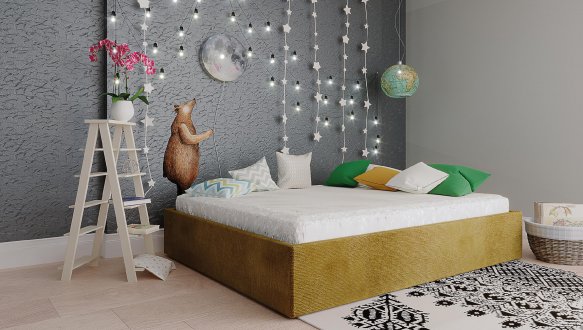 Кровать мягкая Za House Furniture Азалия подиум с подъемным механизмом и нишей для белья