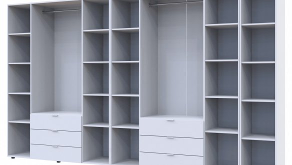 Шкаф для одежды Дорос Гелар белый 8 дверной с пеналом 370 см 2