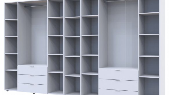 Шкаф Дорос Гелар восьмидверный с этажеркой Белый 349 см 3