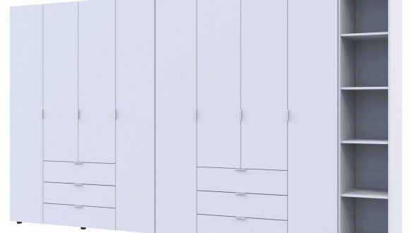 Шкаф Дорос Гелар восьмидверный с этажеркой Белый 349 см 4