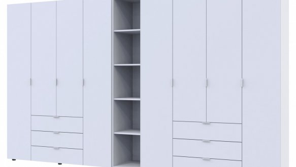 Шкаф для одежды Дорос Гелар белый 8 дверной с пеналом 370 см 0