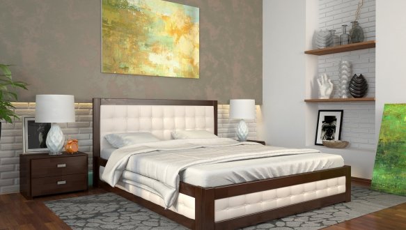 Ліжко дерев'яне ArborDrev Рената М з підйомним механізмом та нішею для білизни Сосна / Бук 5