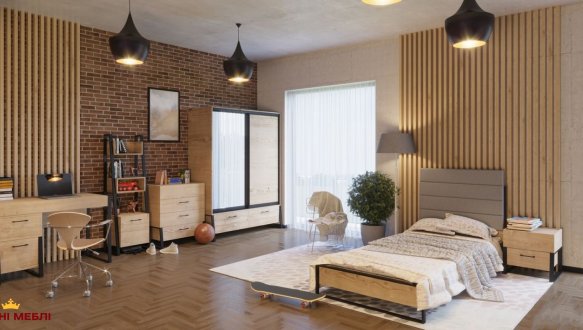 Кровать 1-сп с наклонным изголовьем Лофт 0