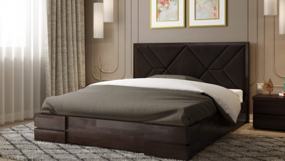 Ліжко дерев'яне з м'якою вставкою ArborDrev Еліт Сосна / Бук 4