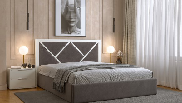 Кровать деревянная с мягкой вставкой DrevKO Стиль 2