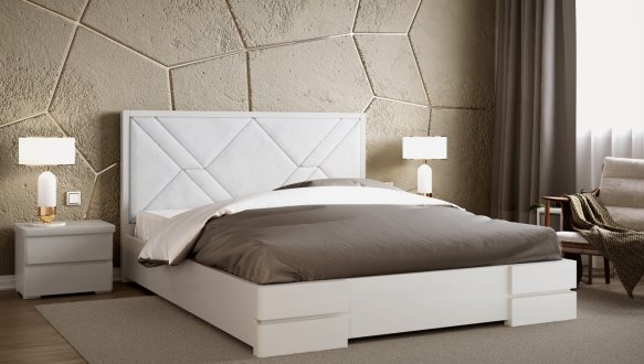 Ліжко дерев'яне з м'якою вставкою ArborDrev Лоренс Сосна / Бук 7