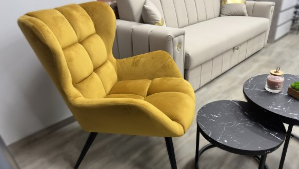 Крісло м'яке Halmar Tyrion / Тіріон Гірчичний / Чорні ніжки 3