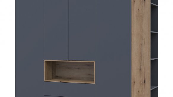 Шкаф для одежды с нишей и пеналом Дорос Дейл графит 4 дверный 234 см