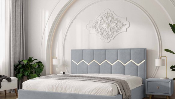 Кровать мягкая двуспальная Виорина деко Mirali / Мирали