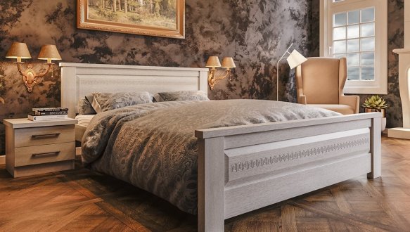 Кровать двуспальная деревянная ЧДК Элит NEW Щит Сосна 13