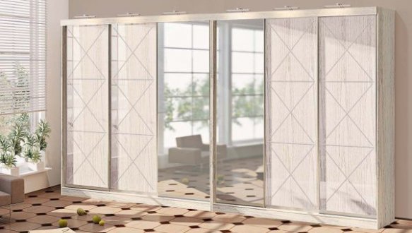 Шкаф-купе Комфорт мебель Прованс дуб трюфель 6 дверный 540 см