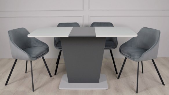 Стіл Cosmo Grey Інтарсіо Графіт/Сірий камінь Розкладний 110/145 см