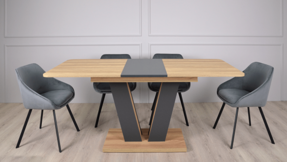 Стіл Torino Wood/Торіно Вуд Інтарсіо Блеквуд Ячмінний/Графіт Розкладний 140/180 см