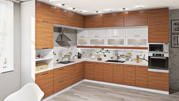 Модульная кухня Хай-тек з деревяной текстурой 8