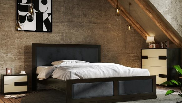 Ліжко дерев'яне з м'якою вставкою ArborDrev Тренд Сосна / Бук 5