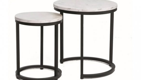 Журнальний столик Hola білий ефект мармуру/чорний