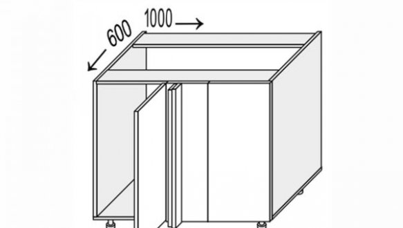 Секция нижняя правая УголН 90° 1000х600/820 1дв Pro Blum Миллениум WG
