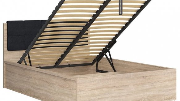 Ліжко двоспальне з м'яким узголів'ям BRW Poland LOZ/160/B Tetrix / Тетрікс з підйомним механізмом та нішею для білизни ДСП 5